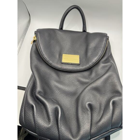 Marc Jacobs New York Black Pebbled Leather Backpack Adjustable Straps 13” X 12” main image 4